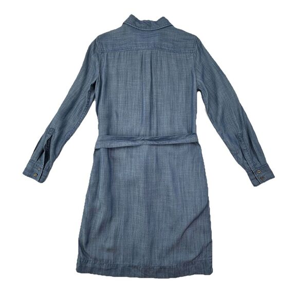 Banana Republic Chambray Shirt Dress Belted Tie Waist Long Sleeve Blue Size 2 - Picture 4 of 9